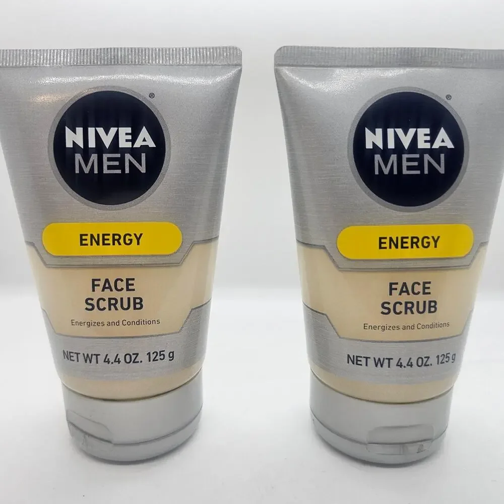 2 Pack Nivea Men Energy Face Scrub 4.4 oz Pre Shave Energizes Conditions NEW